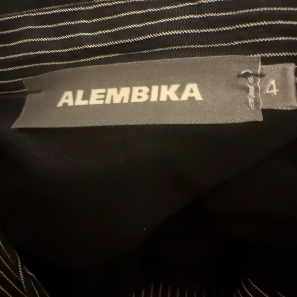 Alembika Tunic Top Womens 4 12-14 Mandarin Collar Bib 3/4 Sleeve Pockets - Picture 10 of 11